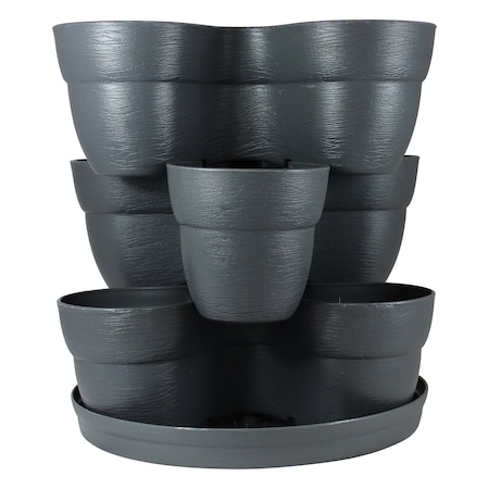 Emsco Group Stackable Flower Tower Planter, Holds up to 9 Plants, Great Both Indoors and Outdoors, Slate 2386-1